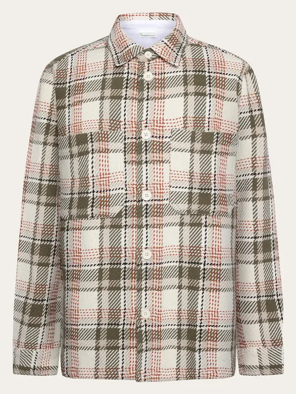 Loose fit checkered flannel shirt - Creme check