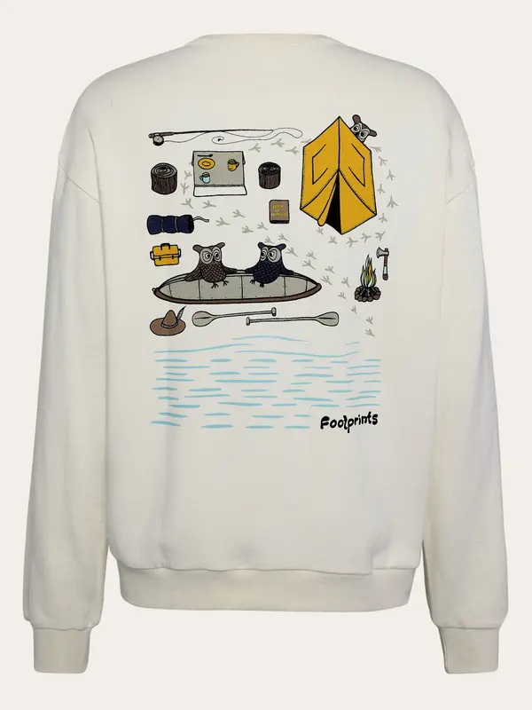Loose fit sweat camping back print - Regenerative Organic Certified™ - GOTS/Vegan - Egret