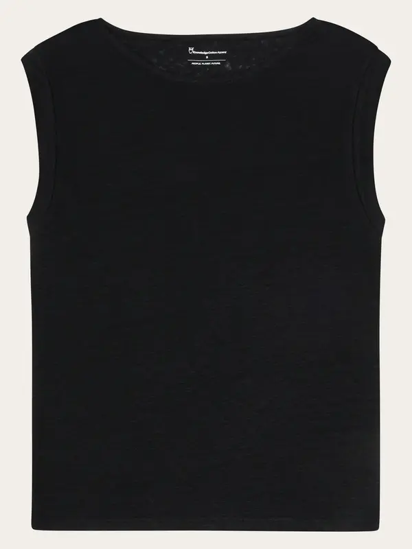 Loose fold up linen t-shirt - Black Jet
