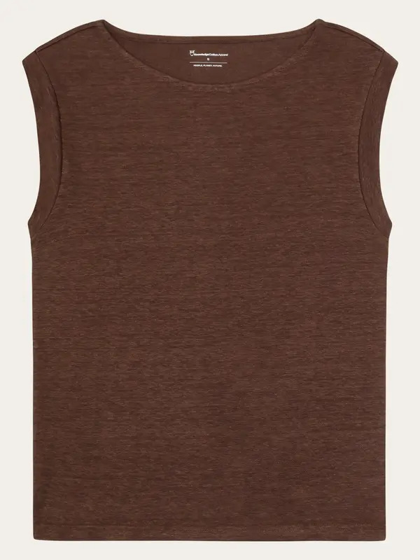 Loose fold up linen t-shirt - Shaved Chocolate