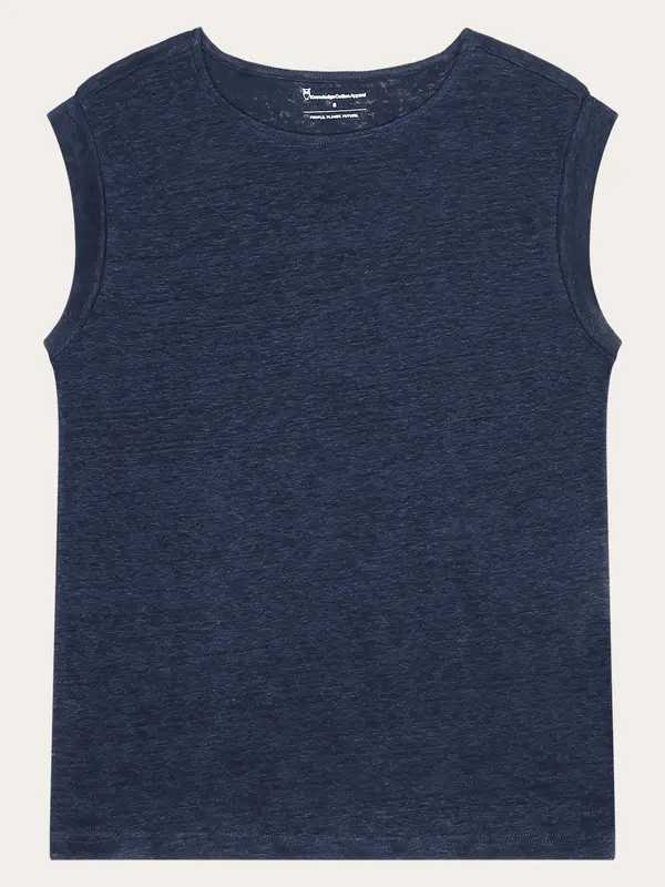 Loose fold up linen t-shirt - Total Eclipse