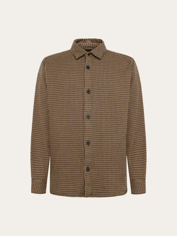 Loose houndtooth overshirt - Dark Brown check