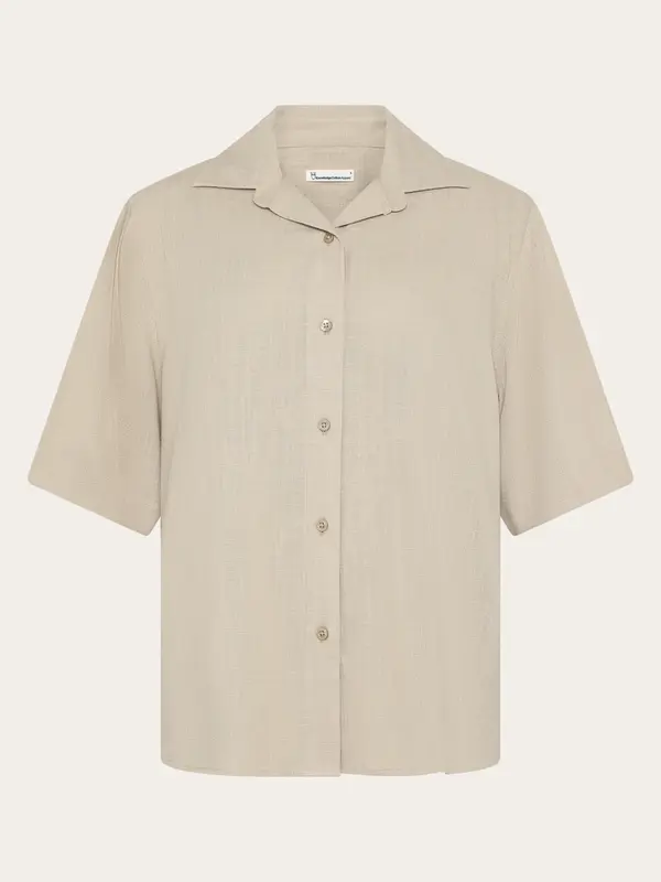 Loose linen blend short sleeve shirt - Light feather gray