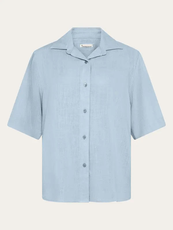 Loose linen blend short sleeve shirt - Skyway