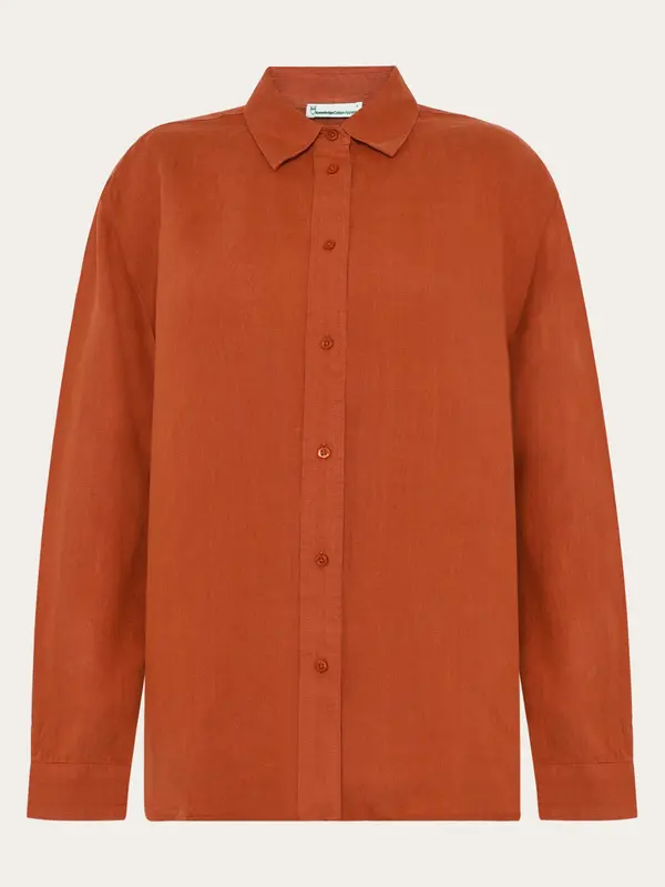 Loose linen shirt - Burnt Brick