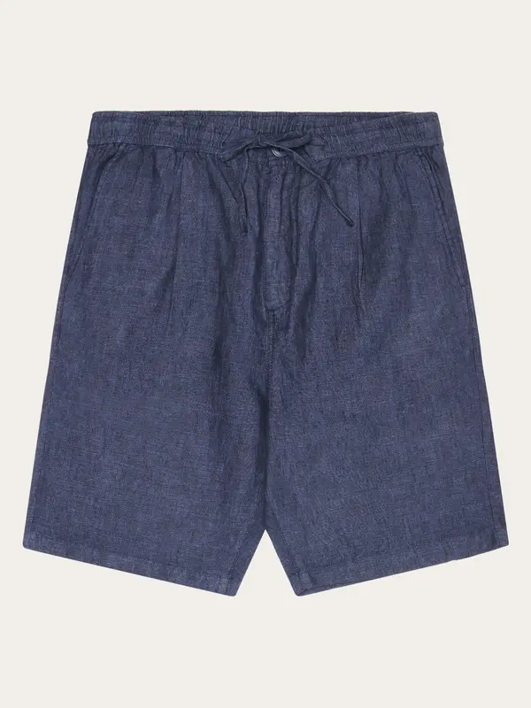 Loose Linen shorts - Yarndyed Total Eclipse