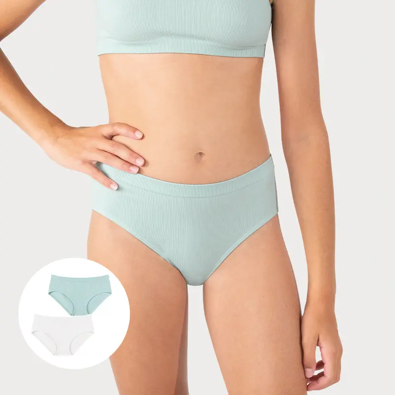 Lot de 2 slips fille sans couture côtelés Athena