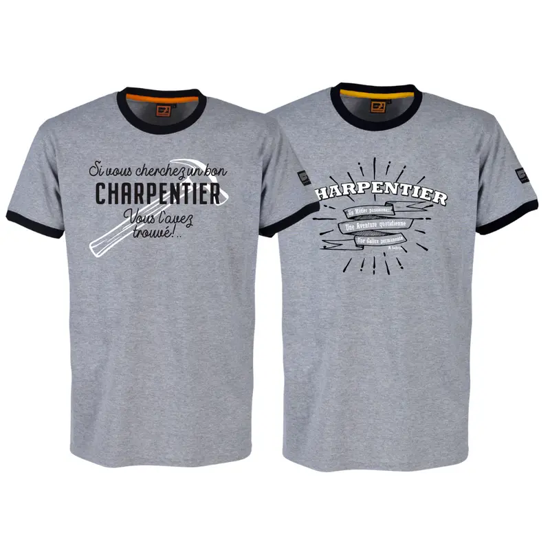 Lot de 2 tee-shirts Bosseur métier Charpentier