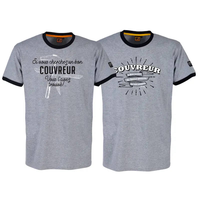 Lot de 2 tee-shirts Bosseur métier Couvreur
