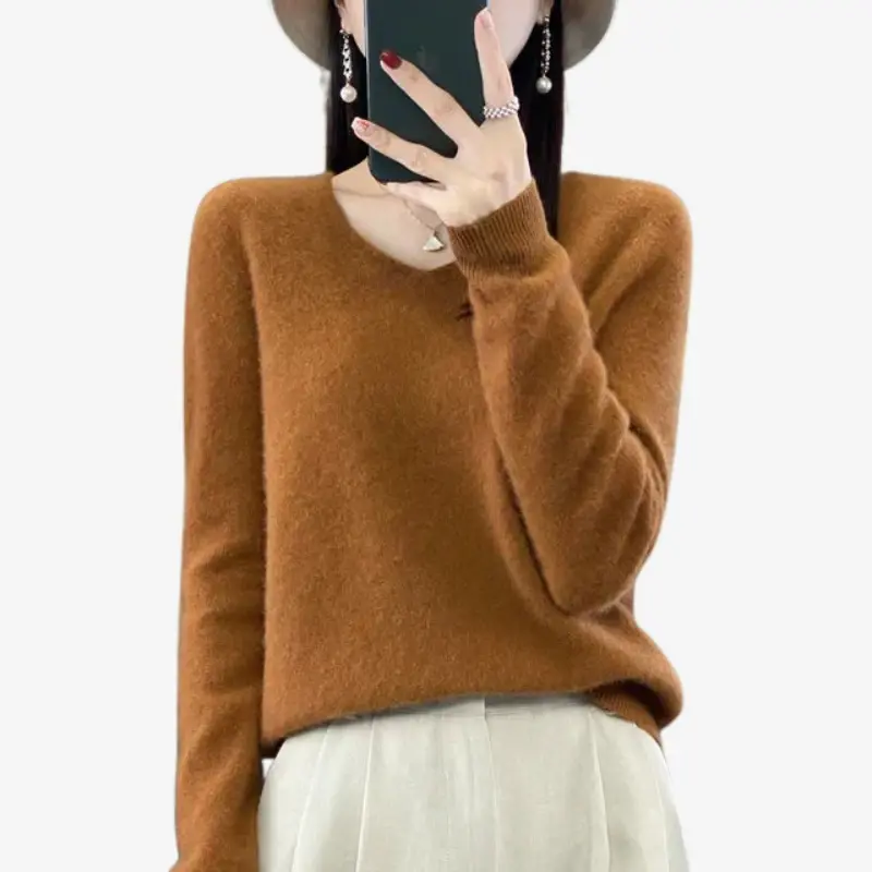 Maeve – Pull à col en V et manches longues, coupe slim
