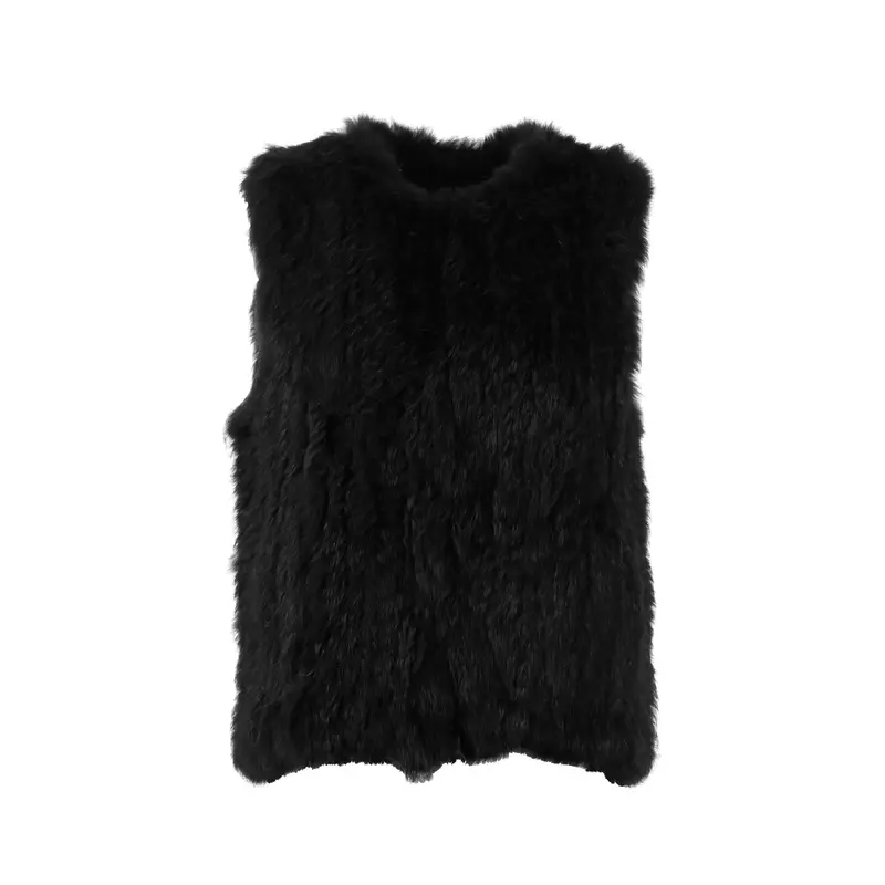 MAGALI (REF. 62683) NOIR - GILET SANS MANCHES EN FOURRURE VERITABLE