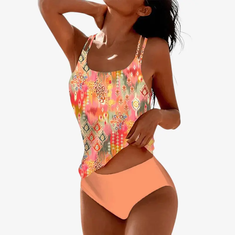 Maillot de Bain Femme 2 Pièces à Motifs Colorés