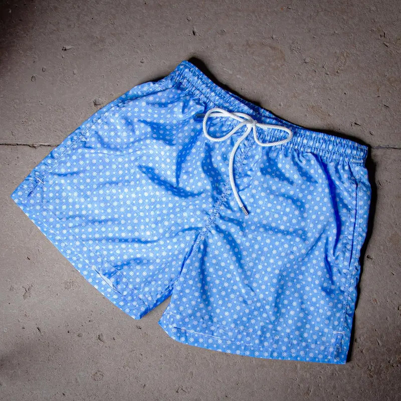 Maillot motif floral bleu ciel