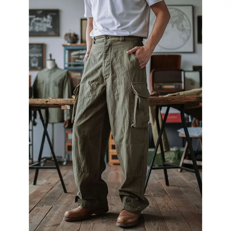 Maison Wear | Pantalon homme style militaire M-47 en coton à chevrons épais