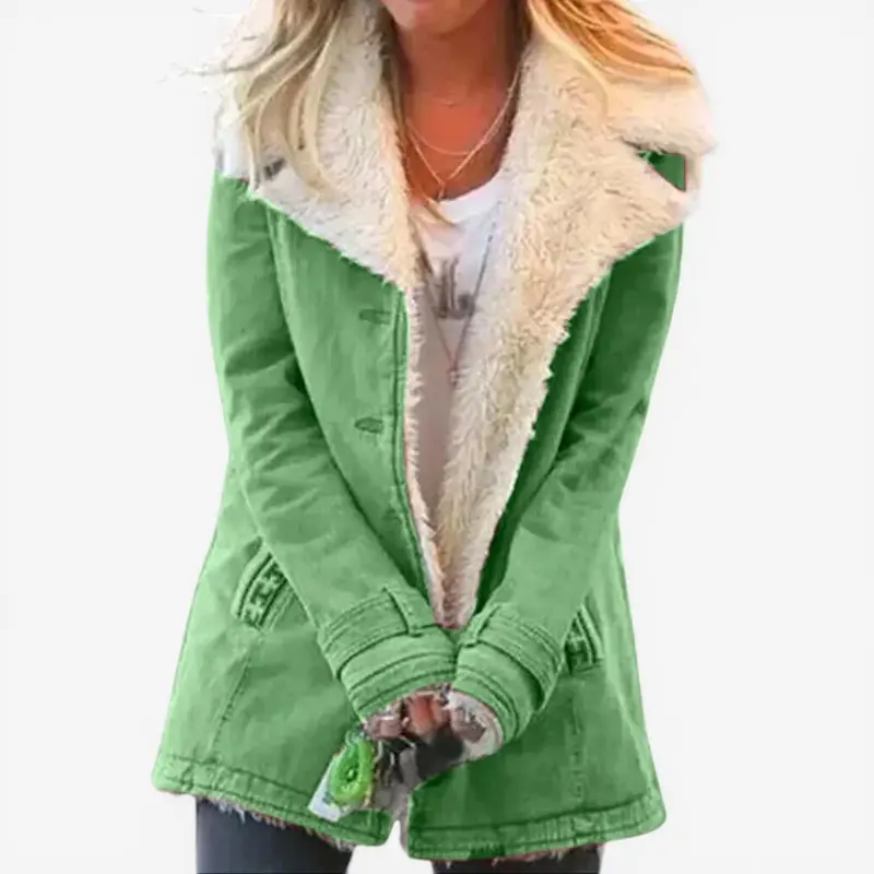 Manteau à Manches Longues avec Col à Revers et Poches