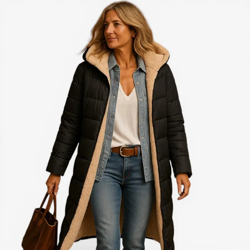 Manteau à Manches Longues avec Coupe Moderne et Col à Revers