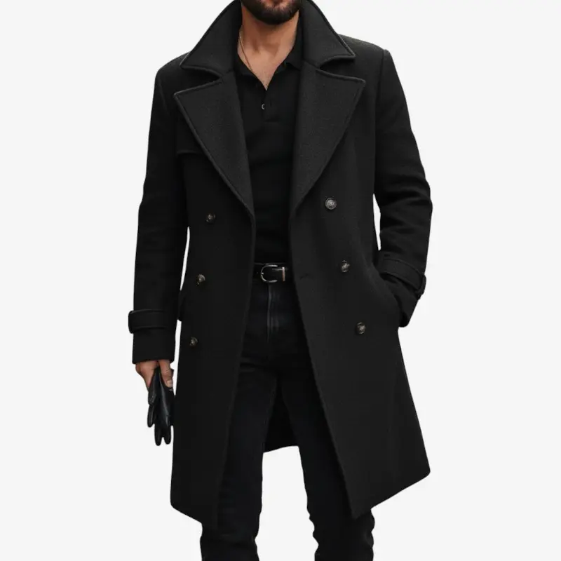 Manteau ample boutonné manches longues