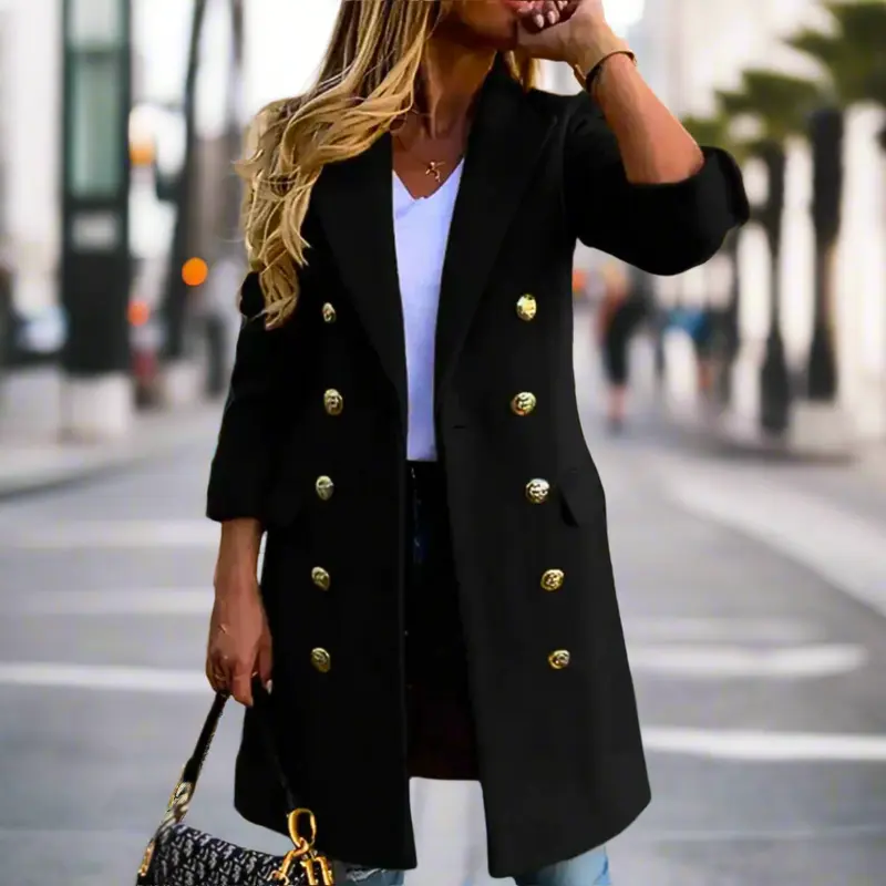 Manteau croisé élégant avec boutons stylés