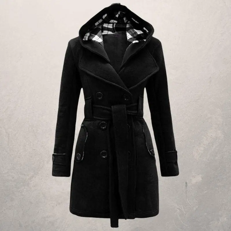 Manteau d'hiver ceinturé avec capuche