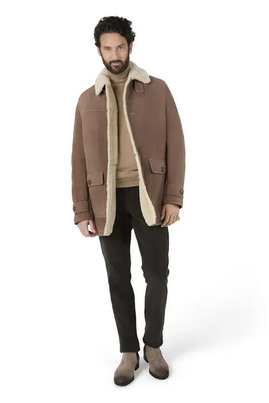 Manteau en cuir - BEIGE