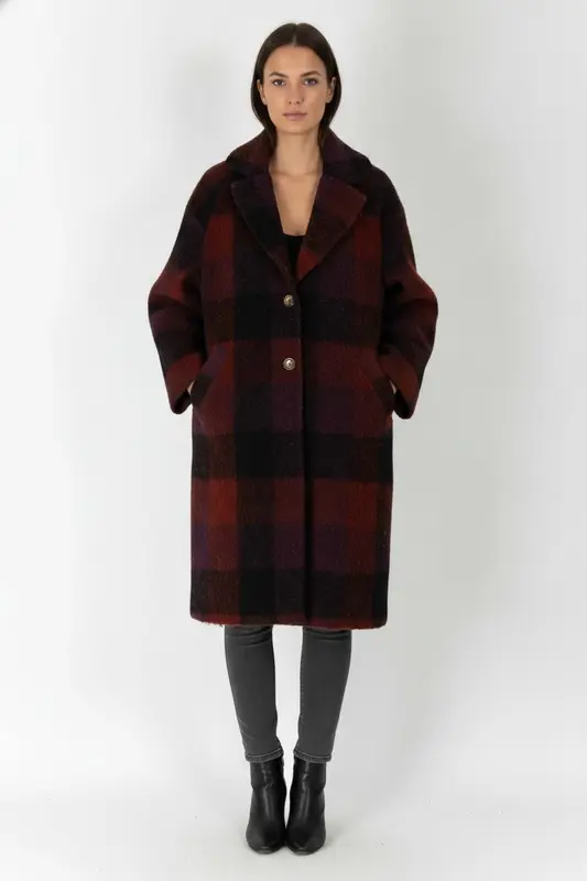 Manteau Épais Rouge et Noir - Taille M/38