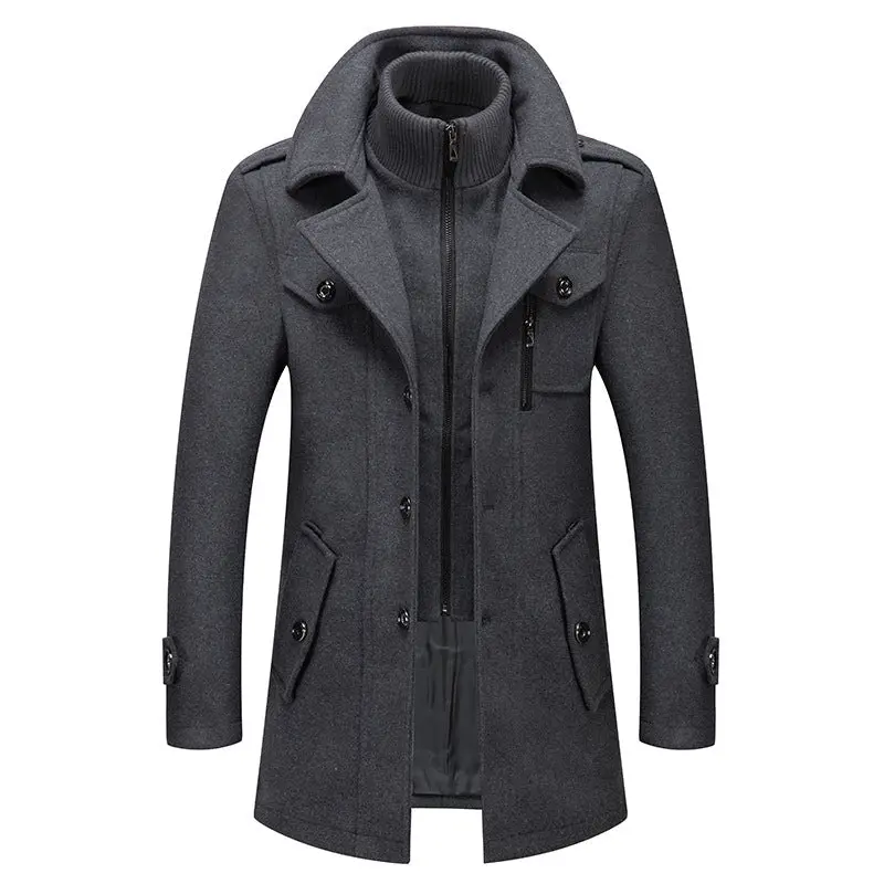 Manteau Felix en laine, col montant amovible et chaud