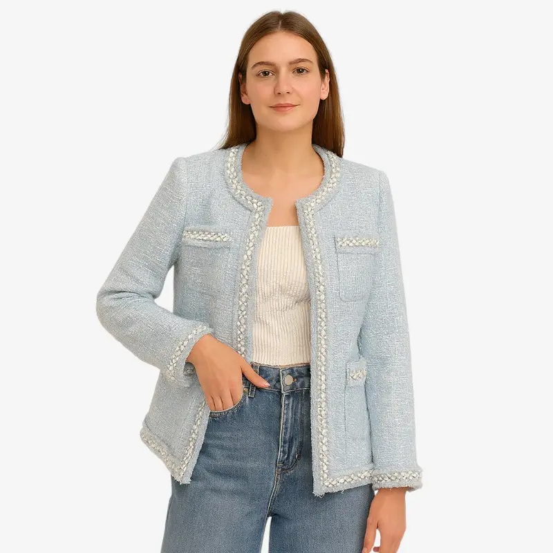 Manteau femme col rond manches longues