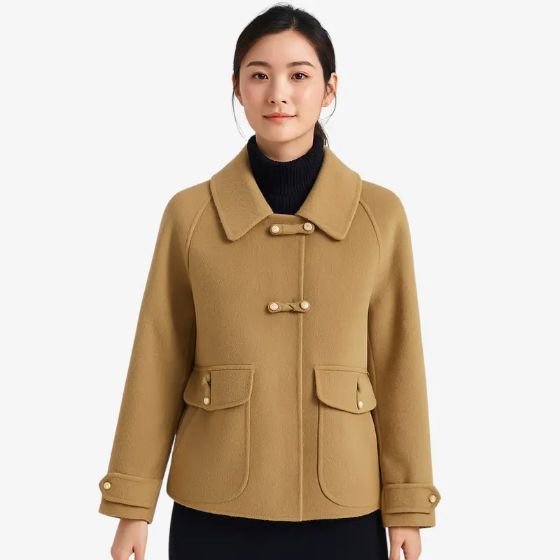 Manteau femme laine double boutonnage