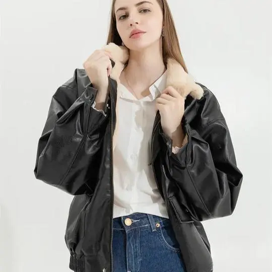 Manteau femme long doublé fourrure avec poches