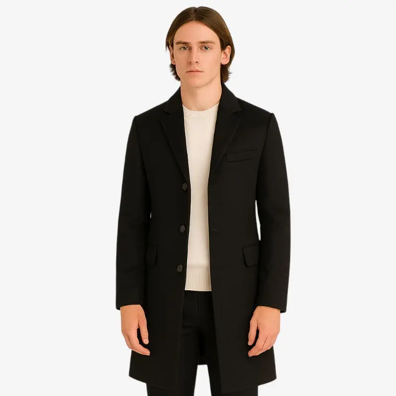 Manteau homme laine col boutonné