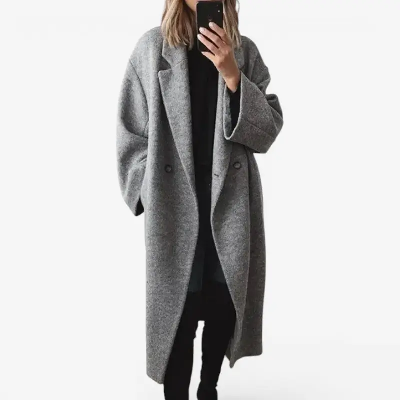 Manteau long boutonné avec poches