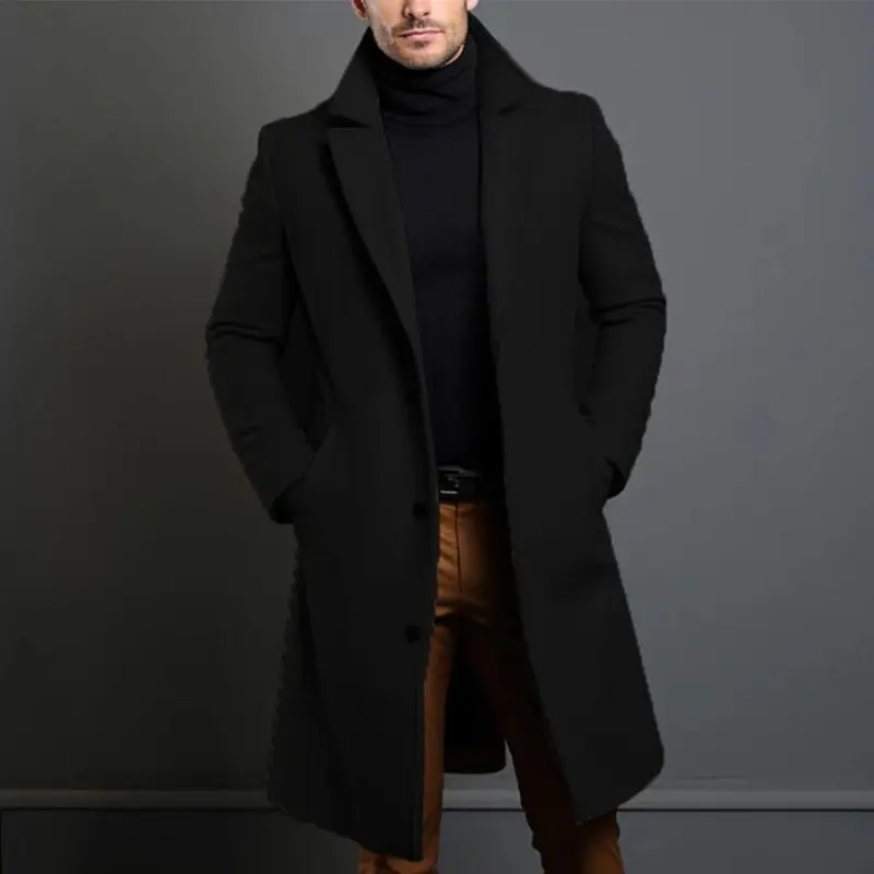 Manteau long homme en laine, élégance intemporelle pour l'hiver