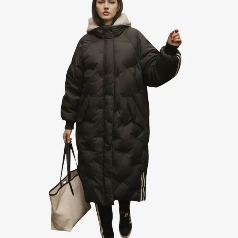 Manteau long zippé à capuche