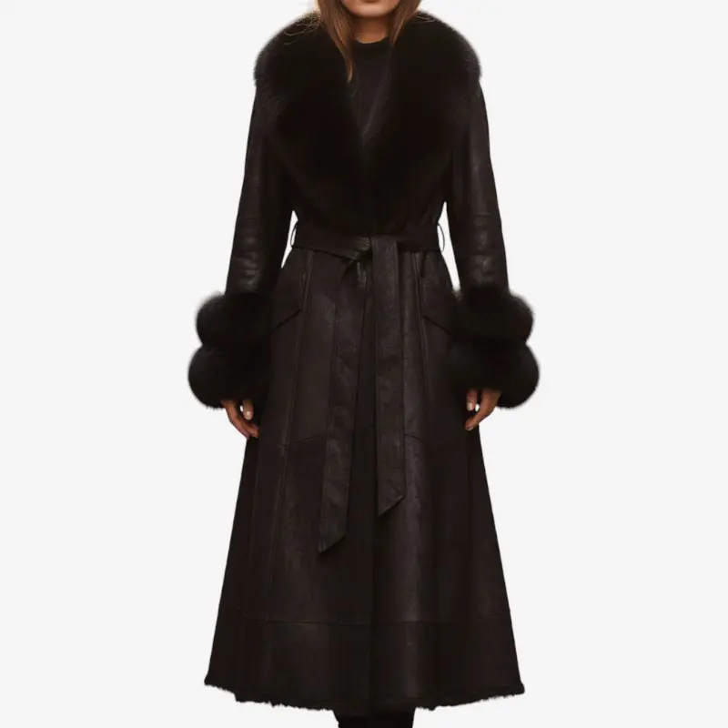 Manteau manches longues en fausse fourrure