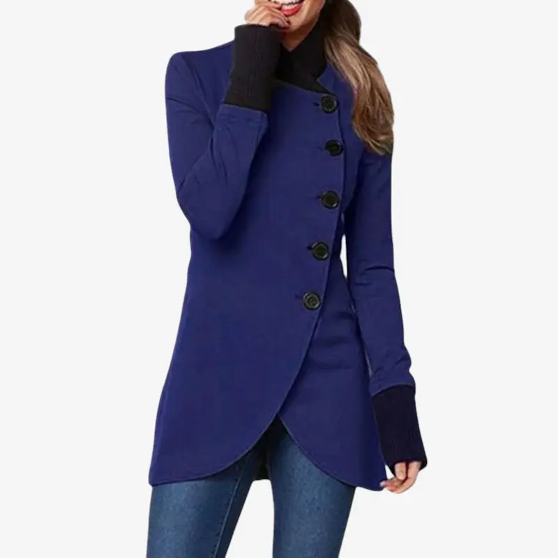Manteau mi-long à boutons manches longues