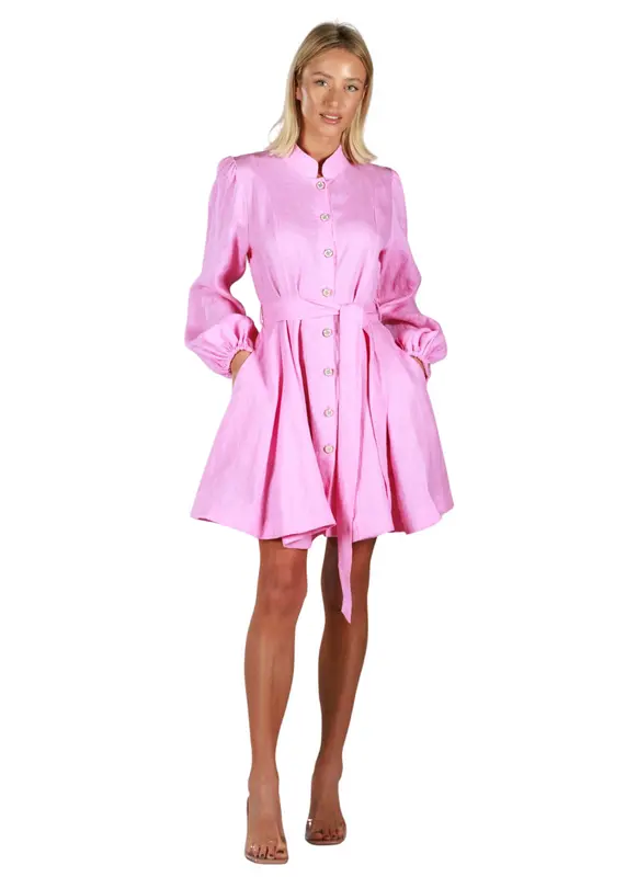 MARIE LIGHT PINK | Women Linen Dress