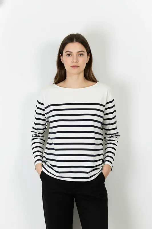 Marinière Blanche et Marine - Taille S/36