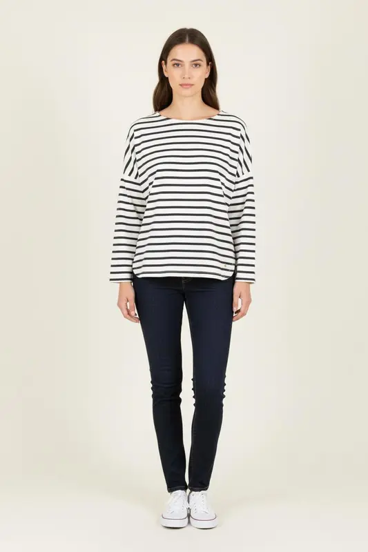 Marinière Blanche et Noire - Taille M/38