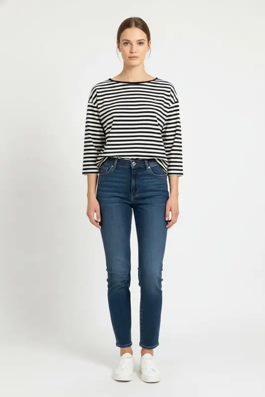 Marinière Noir et Blanc - Taille XS/34