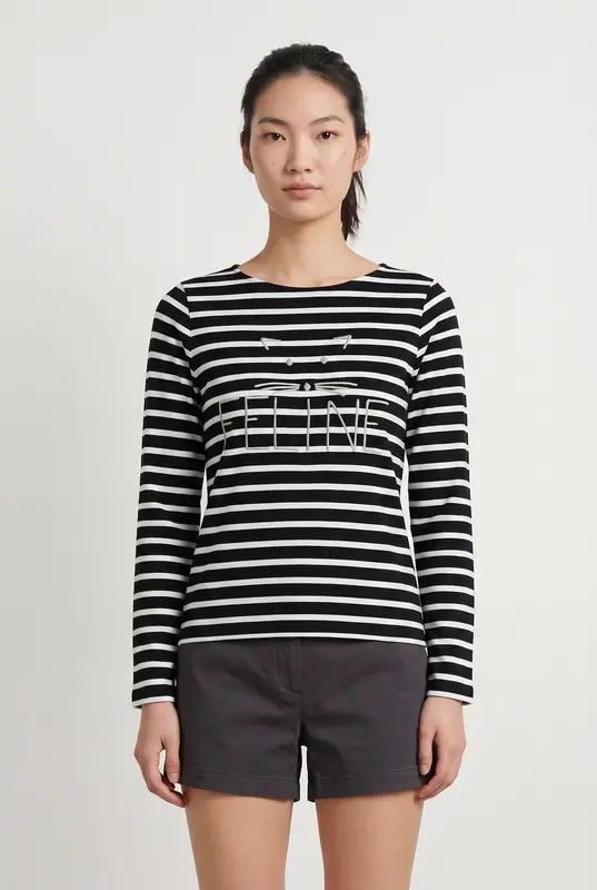Marinière Noire et Blanche - Taille XS/34