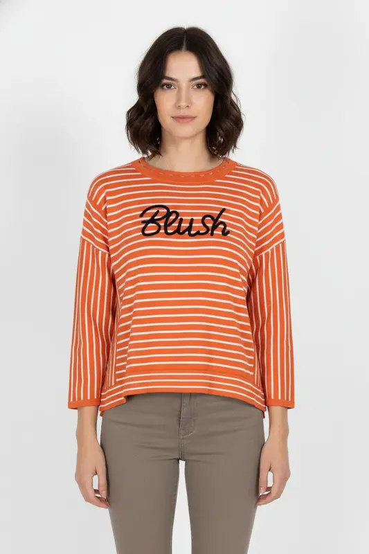 Marinière Orange et Blanche - Taille S/36