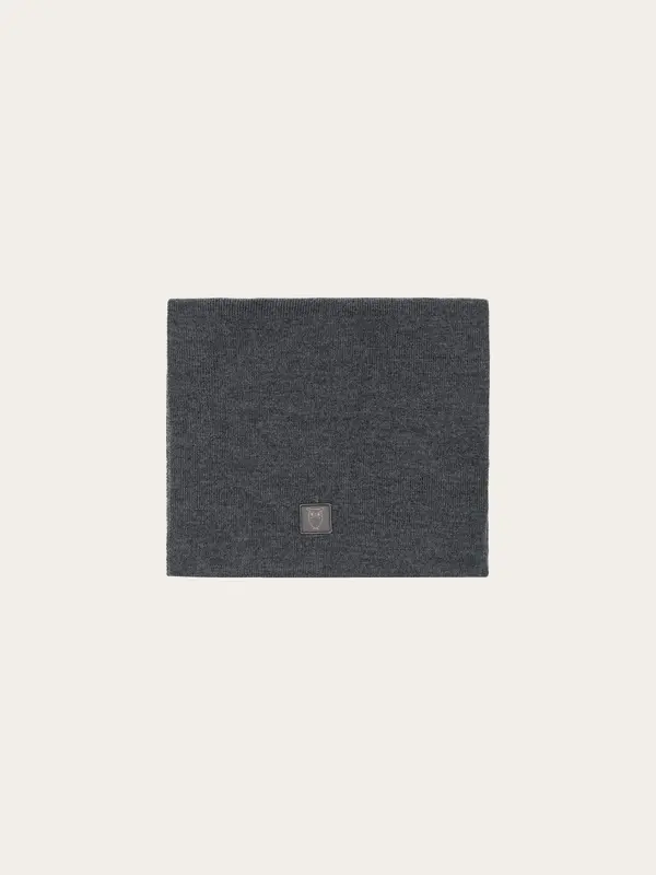 Merino badge scarf - Dark Grey Melange