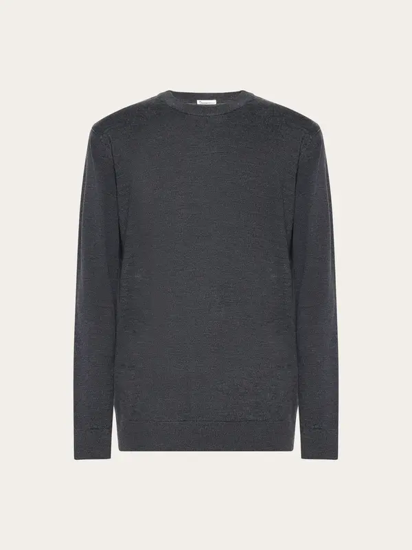 Merino crew neck sweater - Dark Grey Melange