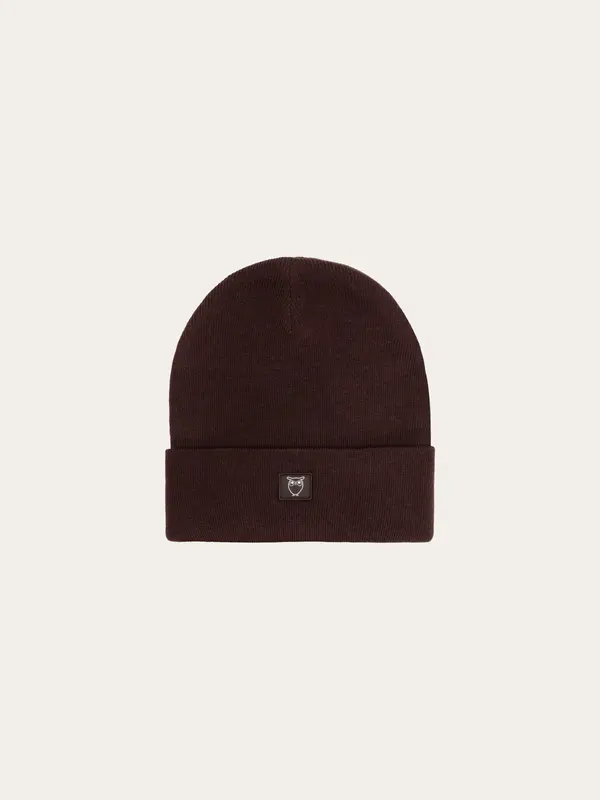 Merino double layer badge beanie - Chocolate Torte