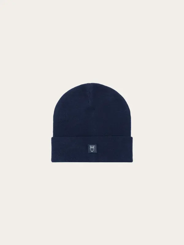 Merino double layer badge beanie - Total Eclipse