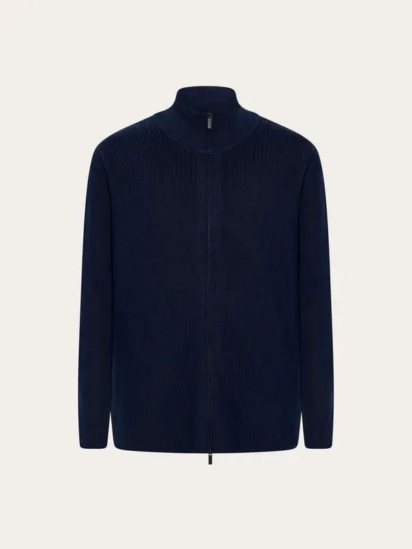 Merino full zip sweater - Total Eclipse