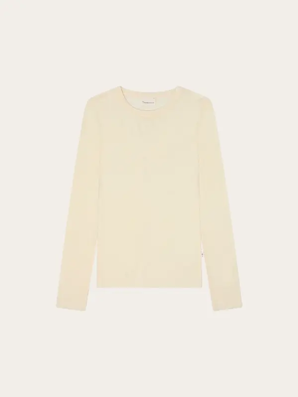 Merino rib long sleeve t-shirt - Egret