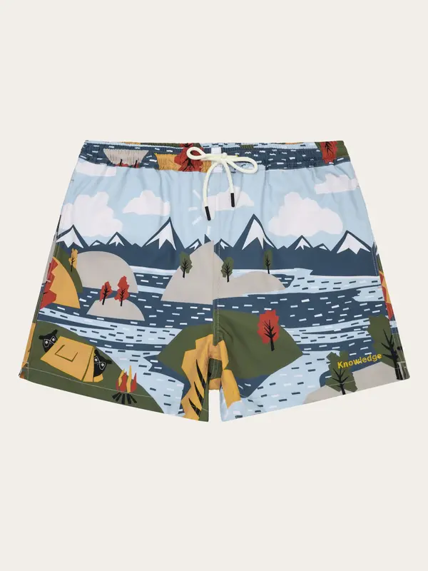 Mid-thigh print swimshorts - Blue