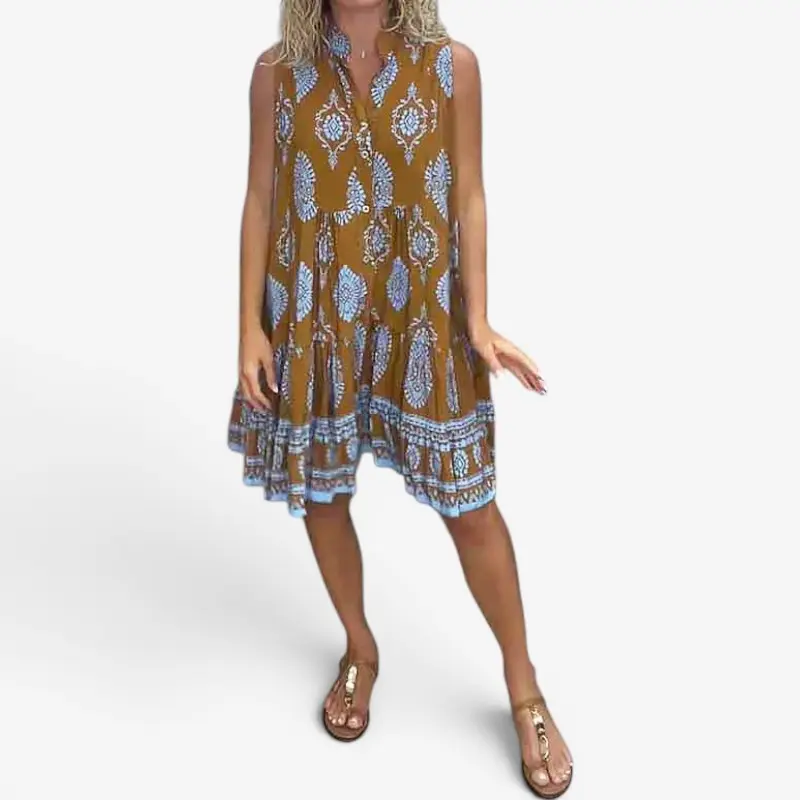 Mini Robe Sans Manches à Imprimé