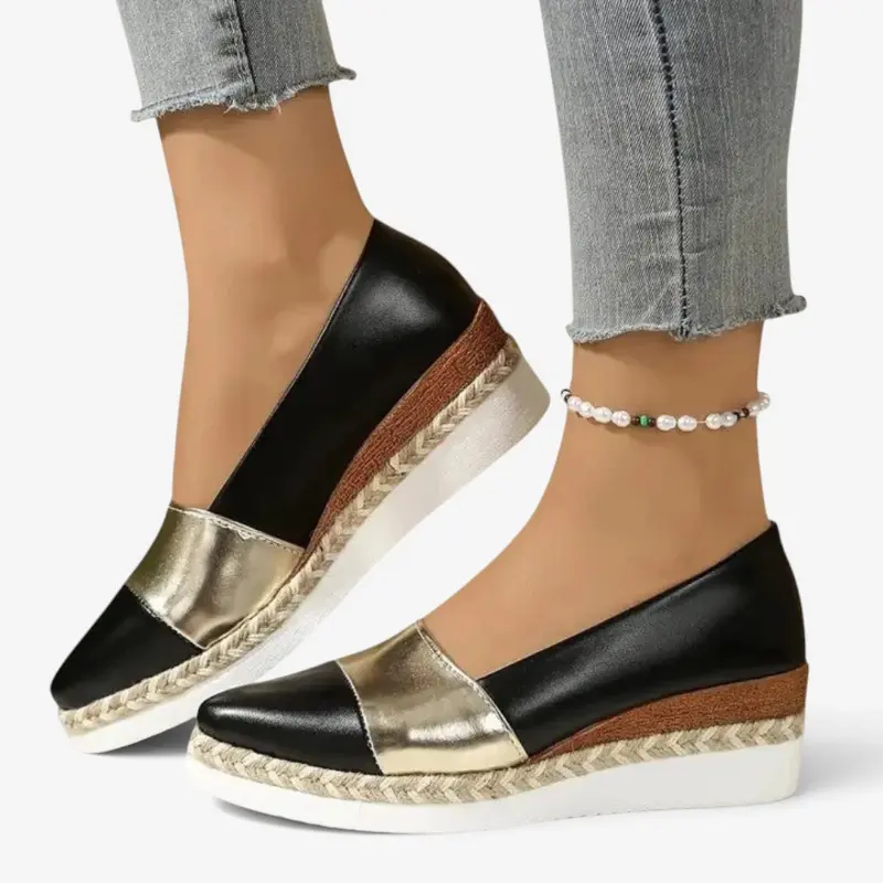 Mocassins femme à enfiler à talon compensé